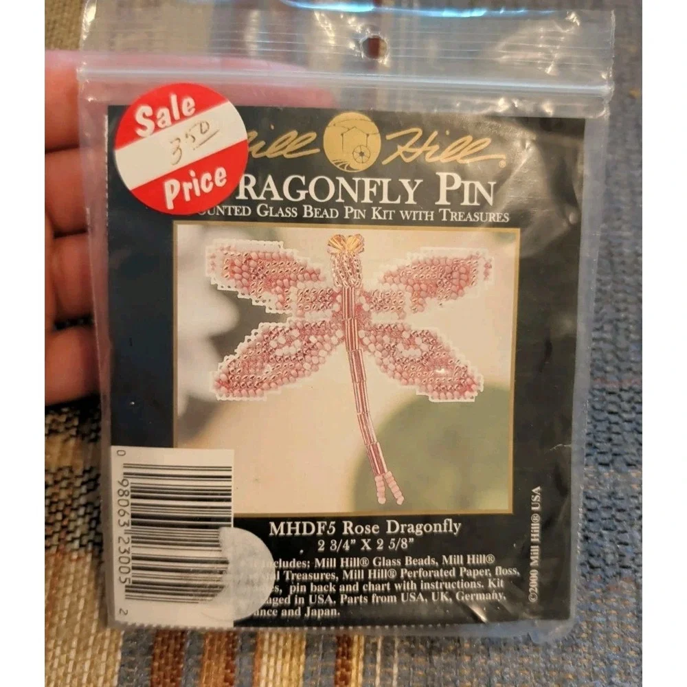 New 2000 Kit Mill Hill Glass Counted Bead MHDF5 Rose Dragonfly